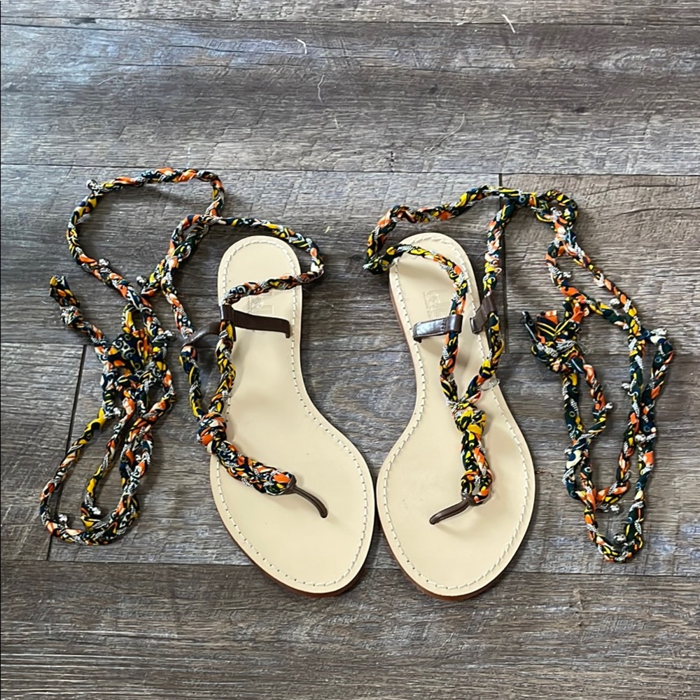 Belle sigerson Morrison fabric & chain tie up gladiator sandals